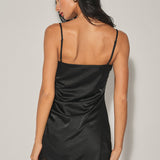 Side Lace Ruched Satin Mini Dress