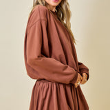 French Terry Sweatshirt With Bubble Hem Detail