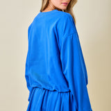 French Terry Sweatshirt With Bubble Hem Detail