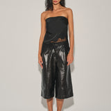 Wide Leg Leather Burmuda Pant
