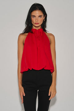 Halter Neck Balloon-Hem Top