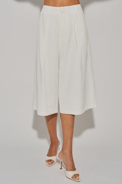 Pleaded Wide Leg Cropped Pant