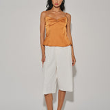 Pleaded Wide Leg Cropped Pant