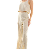 Linen Crop Top And Wide Leg Pant