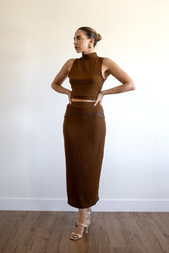 Tank Top And Midi Skirt Set - Mocha, Women's Matching Sets Collection