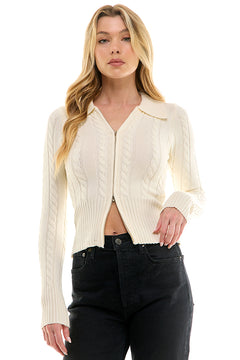 Zip Front Knit Sweater