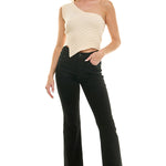 Asymmetrical One Shoulder Sweater Top - Ivory, Women's Tops Collection
