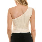 Asymmetrical One Shoulder Sweater Top - Ivory, Women's Tops Collection