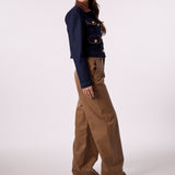Denim Gold Button Jacket With Suede Trim