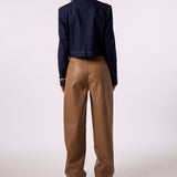 Denim Gold Button Jacket With Suede Trim