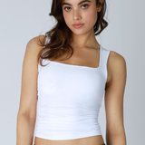 Square Shirred Top - White, Women's Tops Collection