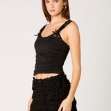 Lace Strap Ruched Tank
