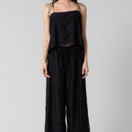 Silk Floral Cami Top and Pant Set - black, women's matching sets collection