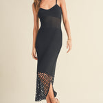 Net Pattern On Bottom Knitted Dress - Black, Women's Dresses Collection