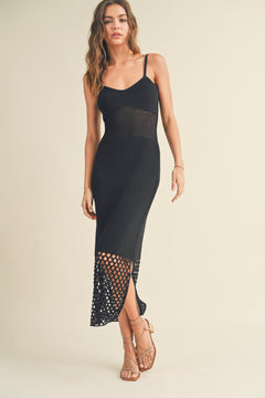 Net Pattern On Bottom Knitted Dress - Black, Women's Dresses Collection