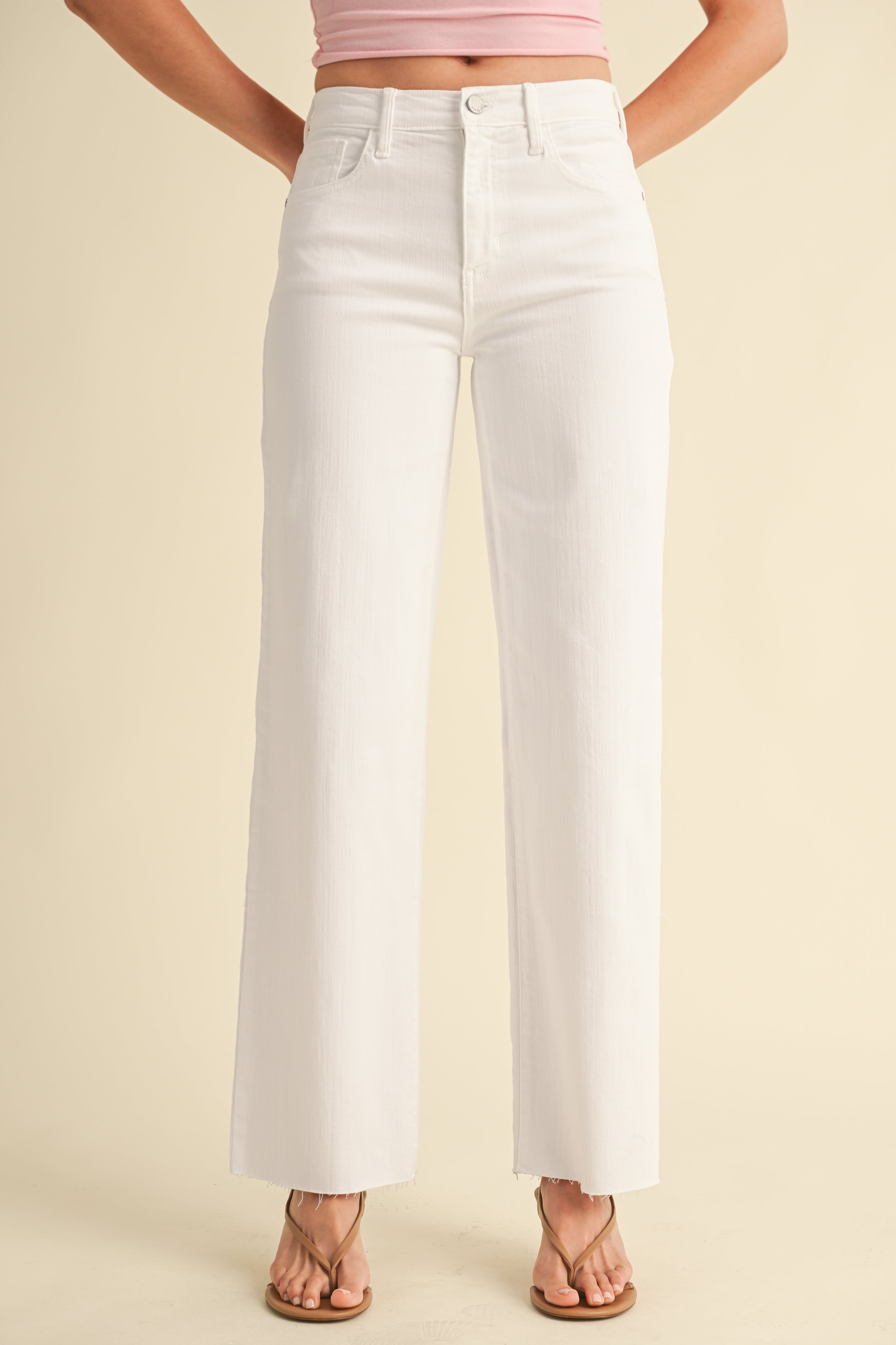 Just Black - Slim Palazzo Scissor Cut - Optic White, Women's Jean's Collection