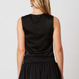 Satin Tie Front Lace Tank