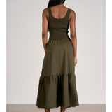 Sleeveless Mixed Fabric Maxi Dress