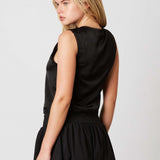 Satin Tie Front Lace Tank