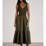Sleeveless Mixed Fabric Maxi Dress