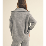Waffle Pattern Half Zip Sweater