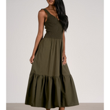 Sleeveless Mixed Fabric Maxi Dress