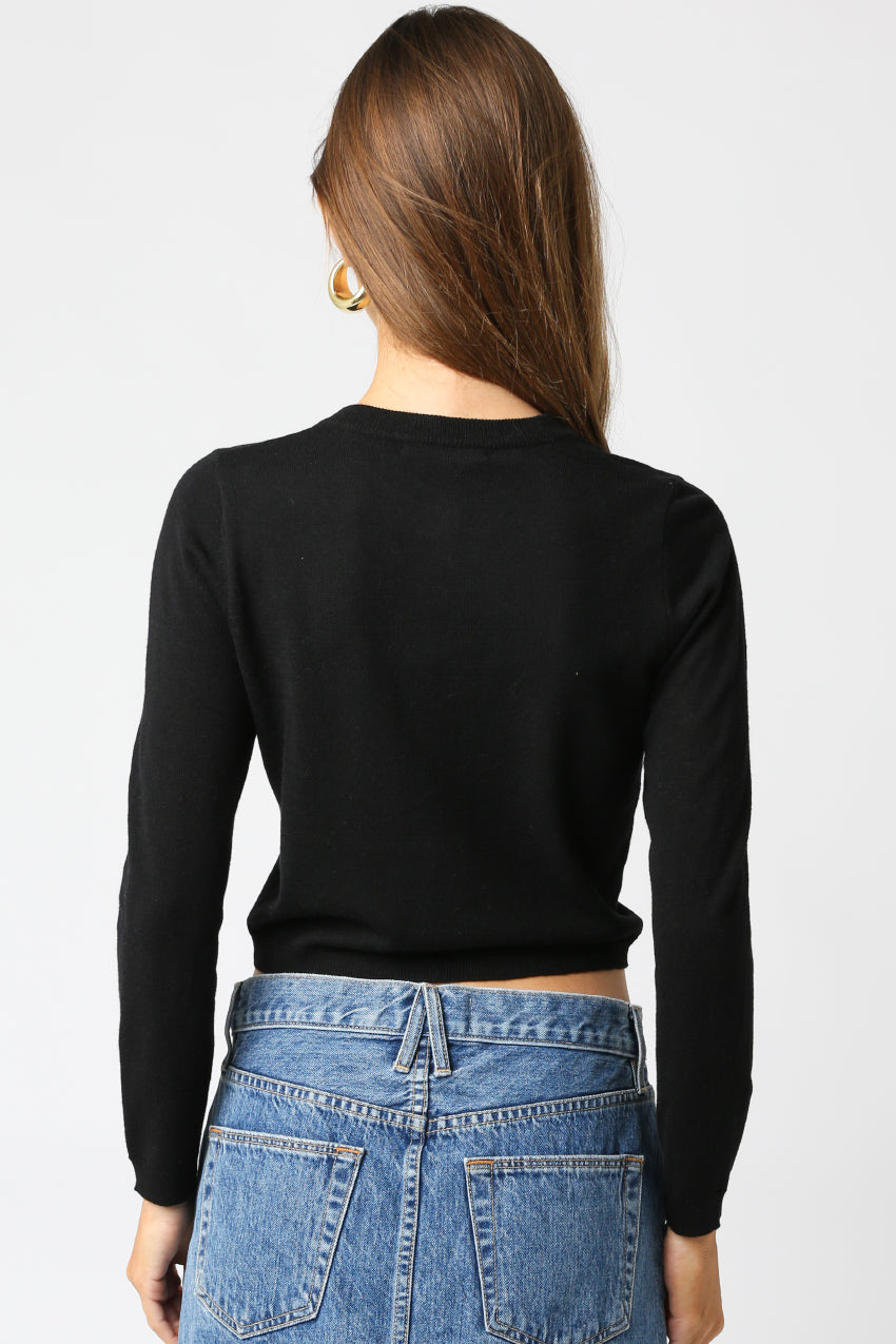 Thin Button Up Cardigan - Black, Women's Tops Collection