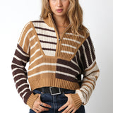 Stripe Half Zip Knit Sweater