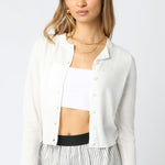 Thin Button Up Cardigan - Off White, Women's Tops Collection
