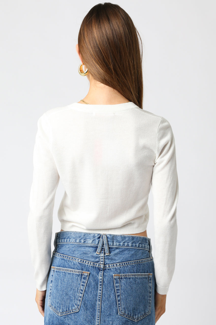 Thin Button Up Cardigan - Off White, Women's Tops Collection