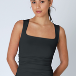 Square Shirred Top - Black, Women's Tops Collection