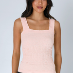 Lace Textured Square Top - Peach Pink, Women's Tops Collection