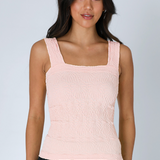 Lace Textured Square Top - Peach Pink, Women's Tops Collection