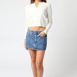 Thin Button Up Cardigan - Off White, Women's Tops Collection
