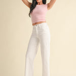 Just Black - Slim Palazzo Scissor Cut - Optic White, Women's Jean's Collection