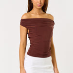 Metal Trim Cowl Top - Chocolate, Women's Top's Collection
