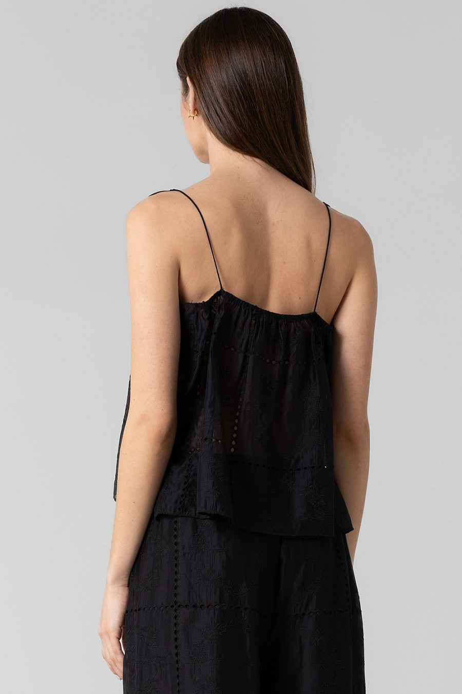 Silk Floral Cami Top and Pant Set - black, women's matching sets collection