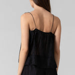Silk Floral Cami Top and Pant Set - black, women's matching sets collection