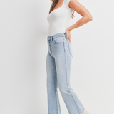 Just Black - High Rise Crop Flare With Distressed Hem