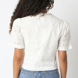 Short Sleeve Eyelet Button Down