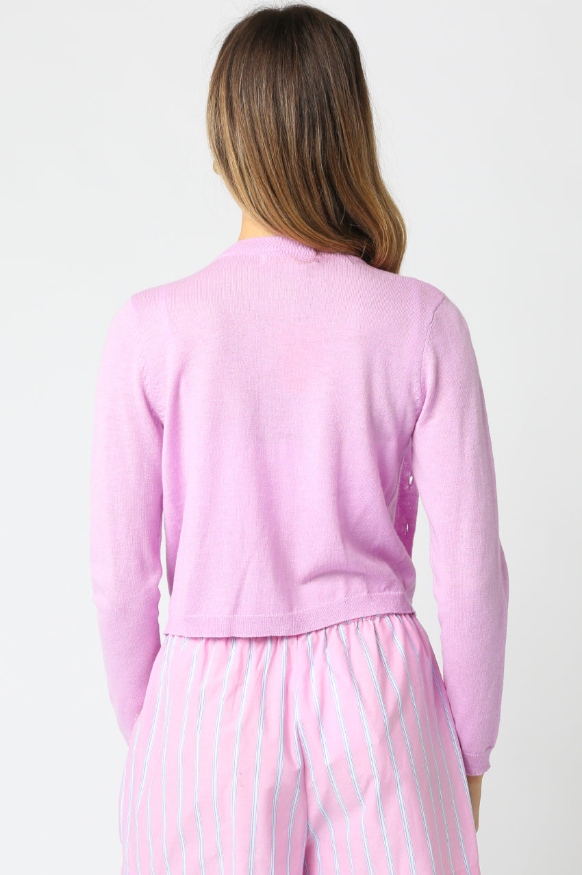 Thin Button Up Cardigan - Lilac, Women's Tops Collection