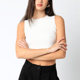 Sleeveless Rib Knit Crop Top