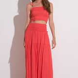 Smocked Midi Skirt