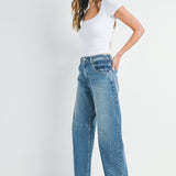 Just Black - Barrel Jean with Seams - Medium Denim, Women's Denim Collection