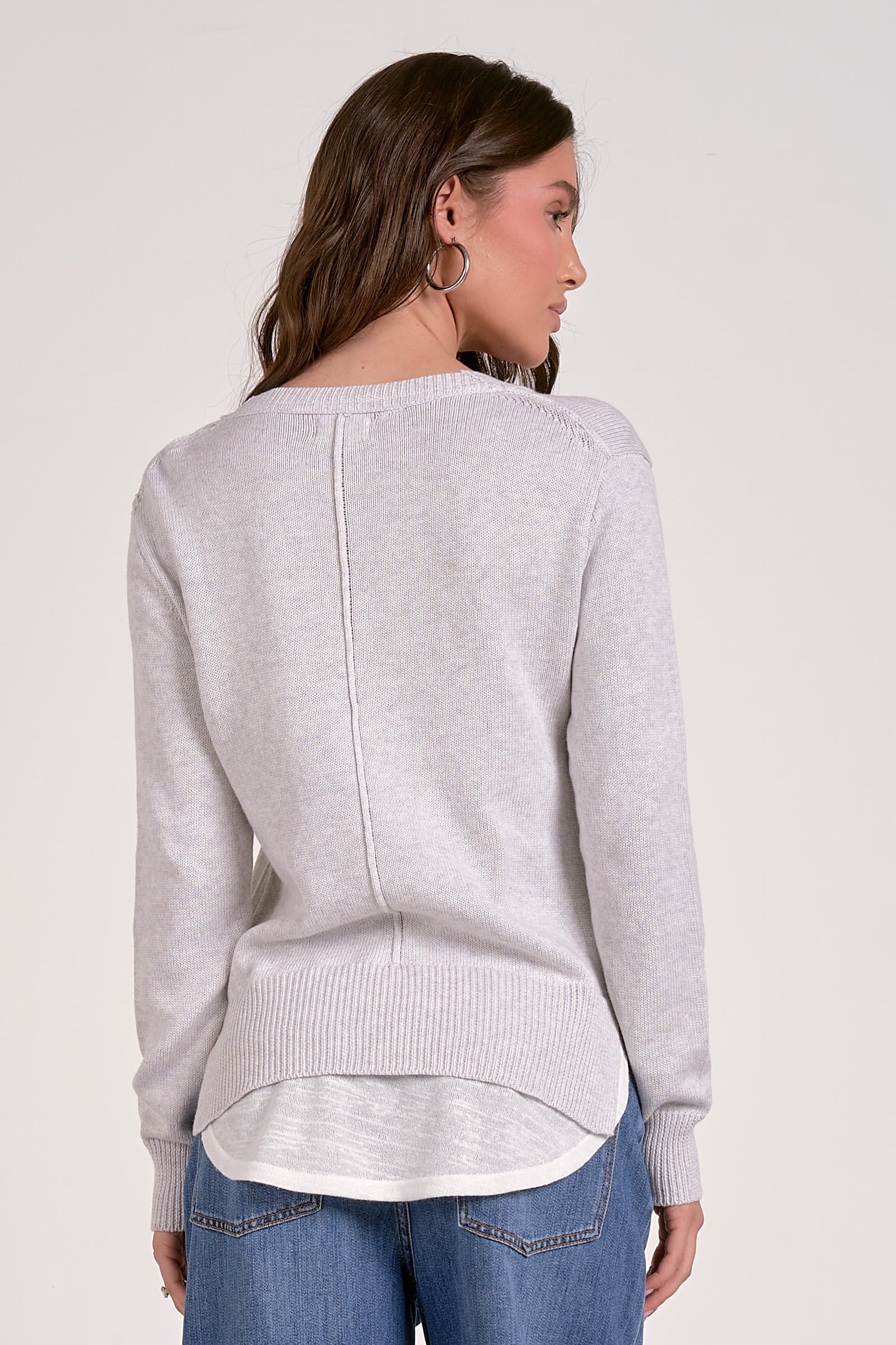 Layered Sweater - Grey/White, Women's Tops Collection