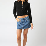 Thin Button Up Cardigan - Black, Women's Tops Collection