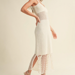 Net Pattern On Bottom Knitted Dress - Off White, Women's Dresses Collection