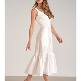 Sleeveless Mixed Fabric Maxi Dress