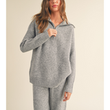 Waffle Pattern Half Zip Sweater