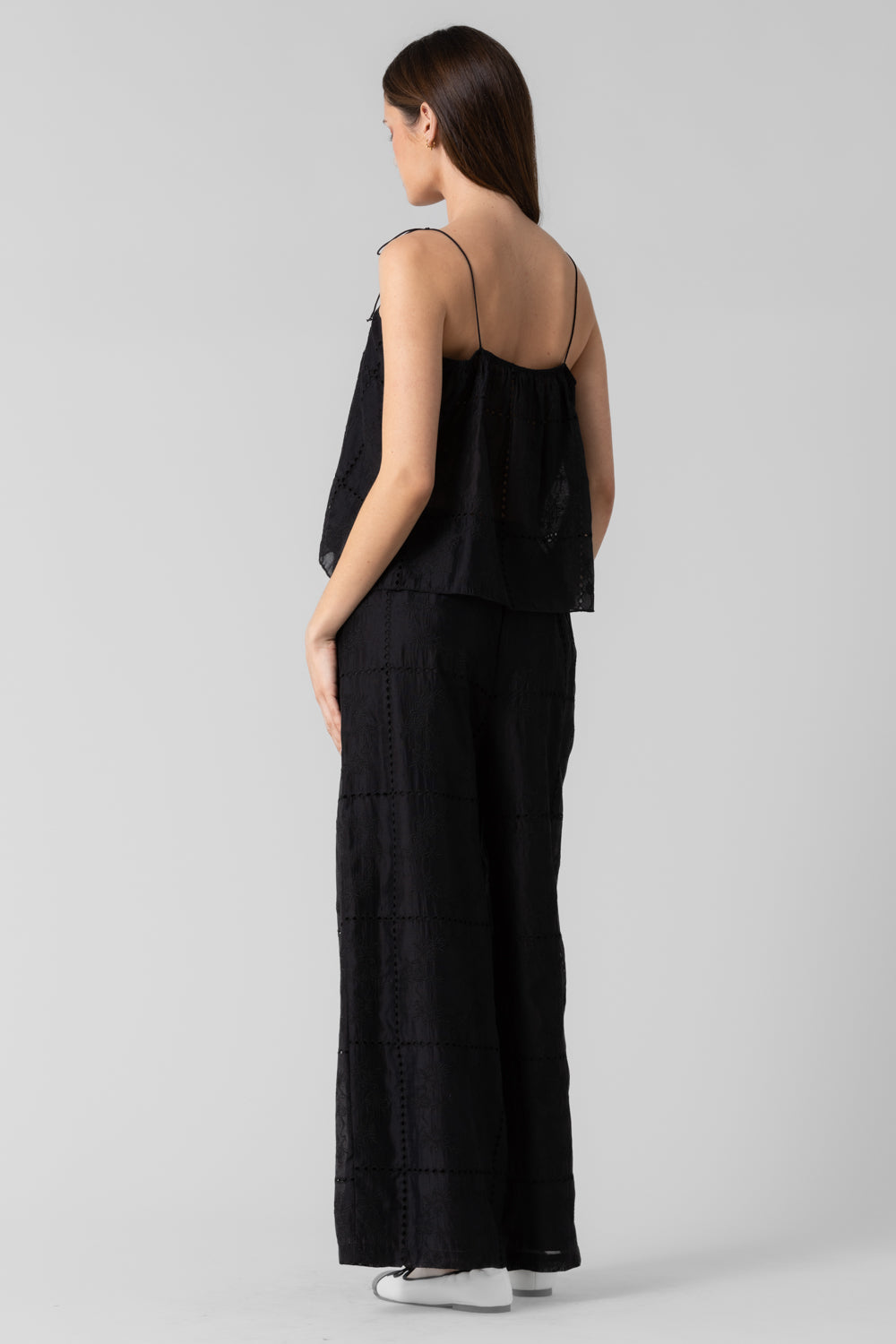 Silk Floral Cami Top and Pant Set - black, women's matching sets collection